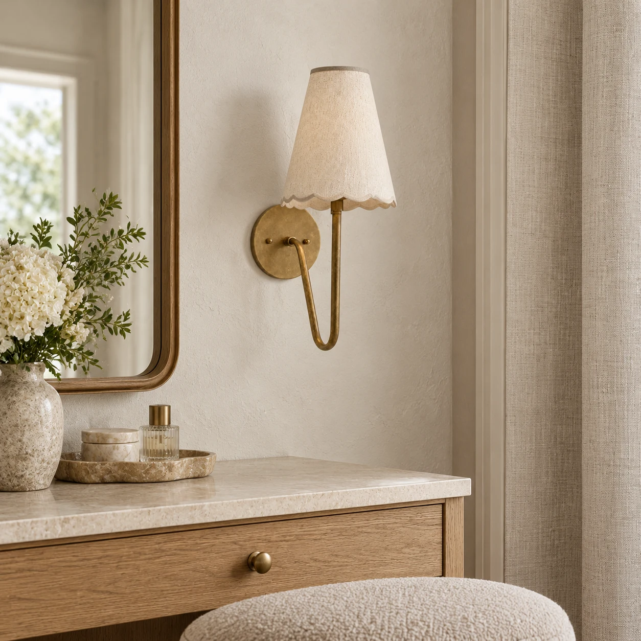 Mabel vintage wall sconce in a vanity area