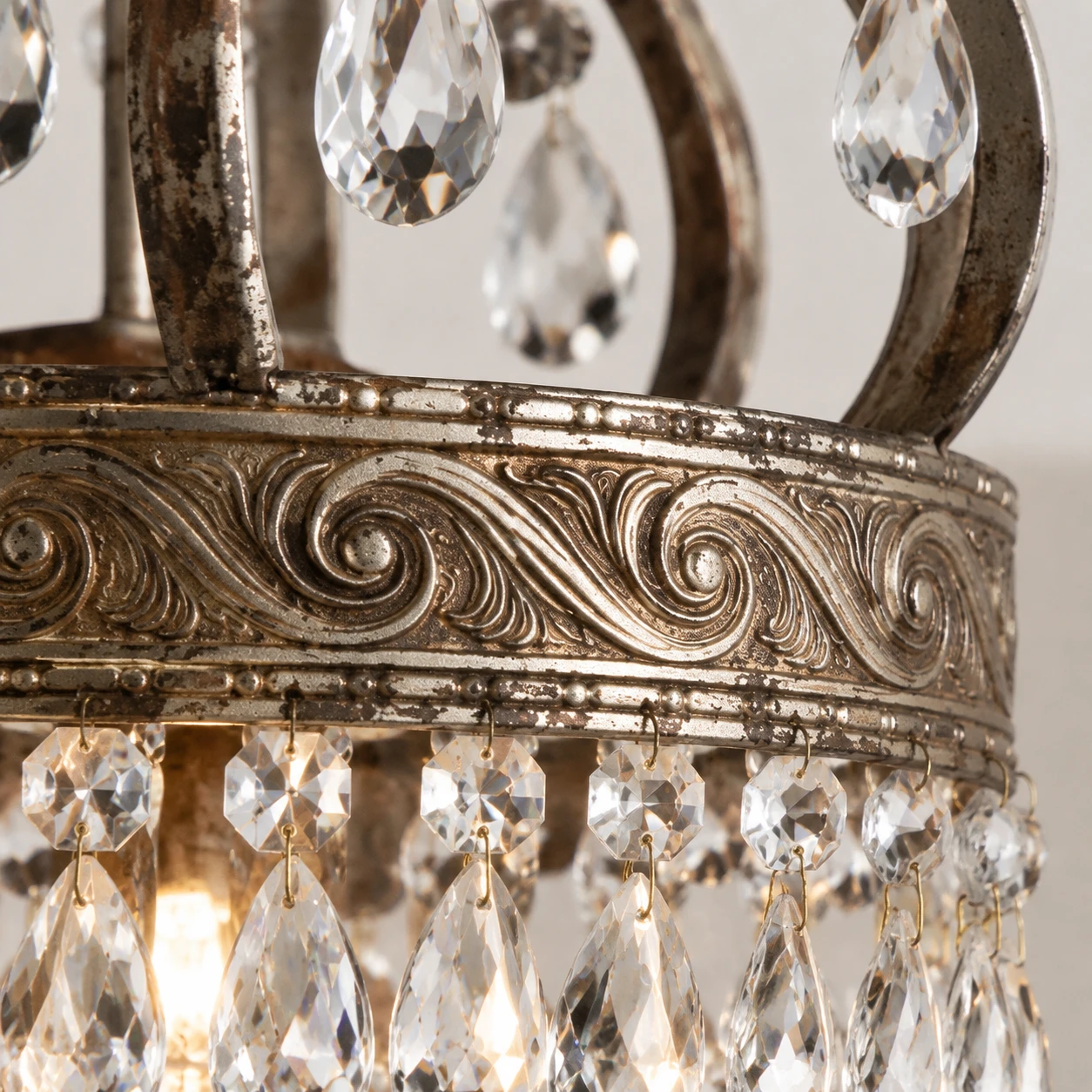 Iris Vintage Crown Iron-and-Crystal Chandelier — 07 detail iron