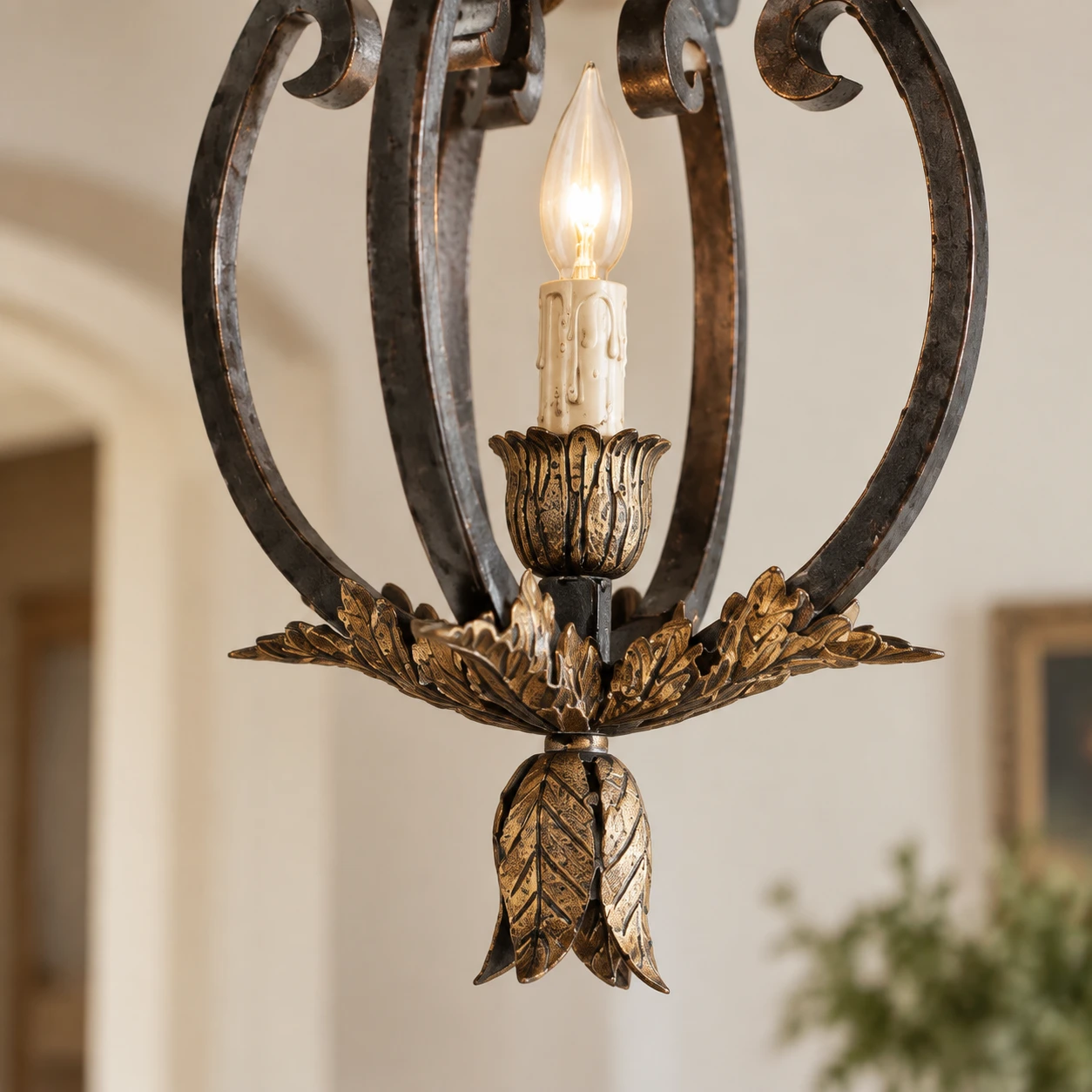 Nora Vintage Open-Cage Iron Pendant Light — 09 detail bottom