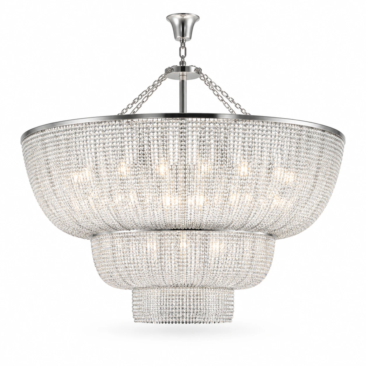 24-light clear bead chandelier in silver finish