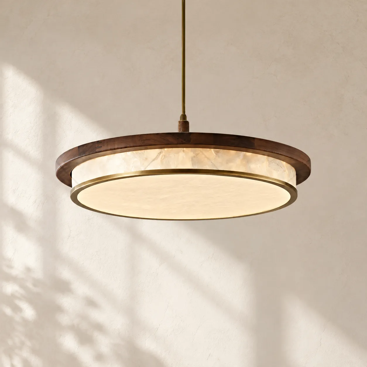 Avery Mid-Century Diffused Walnut Pendant Light