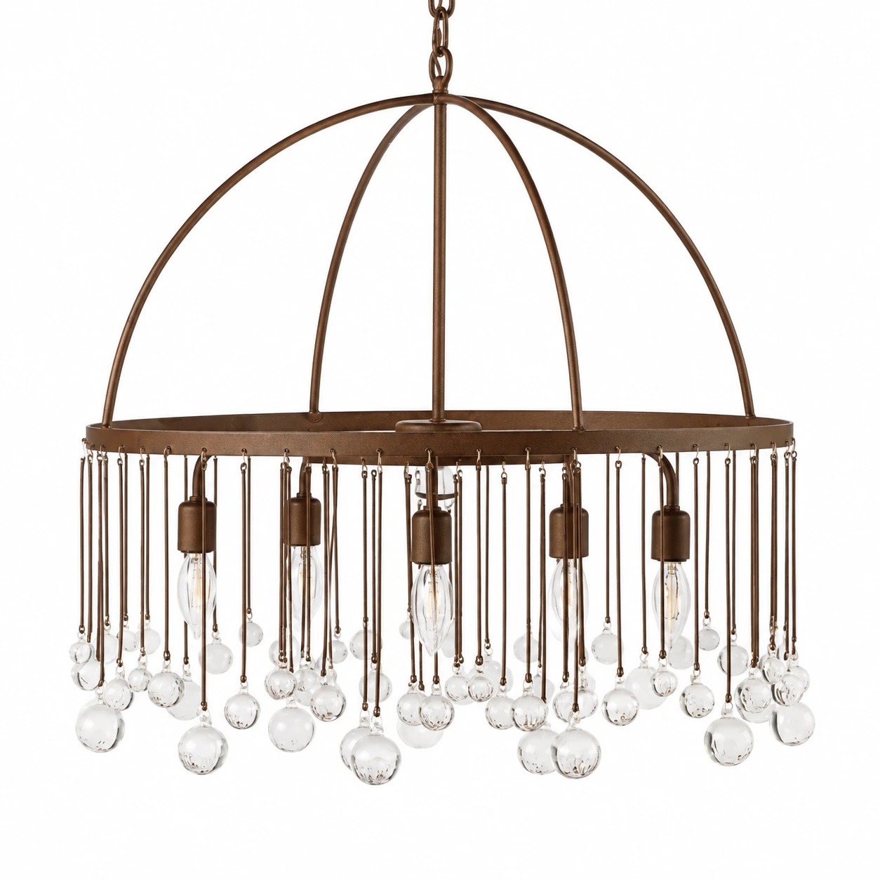 Mara Rustic Crystal Iron Pendant Chandelier — gallery 1