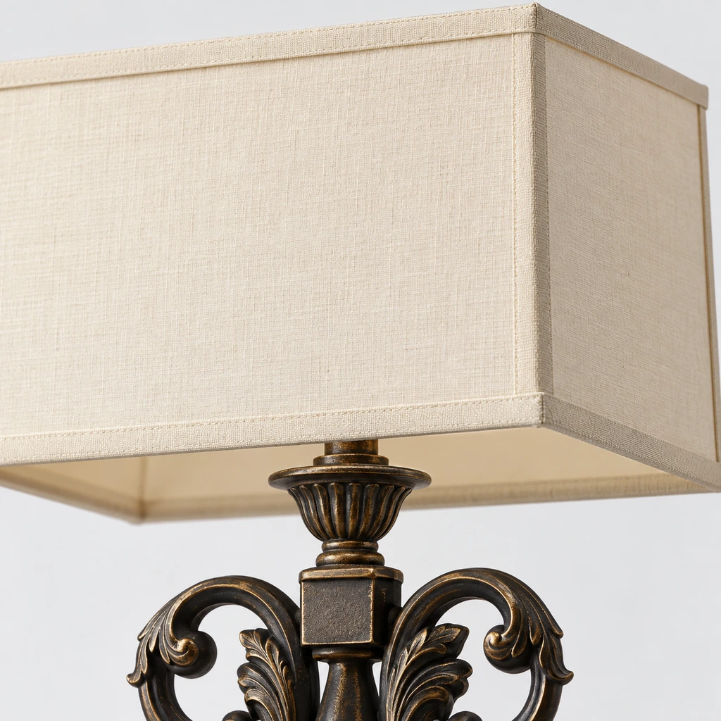 Front three-quarter view of Rothbury ornate table lamp on white background