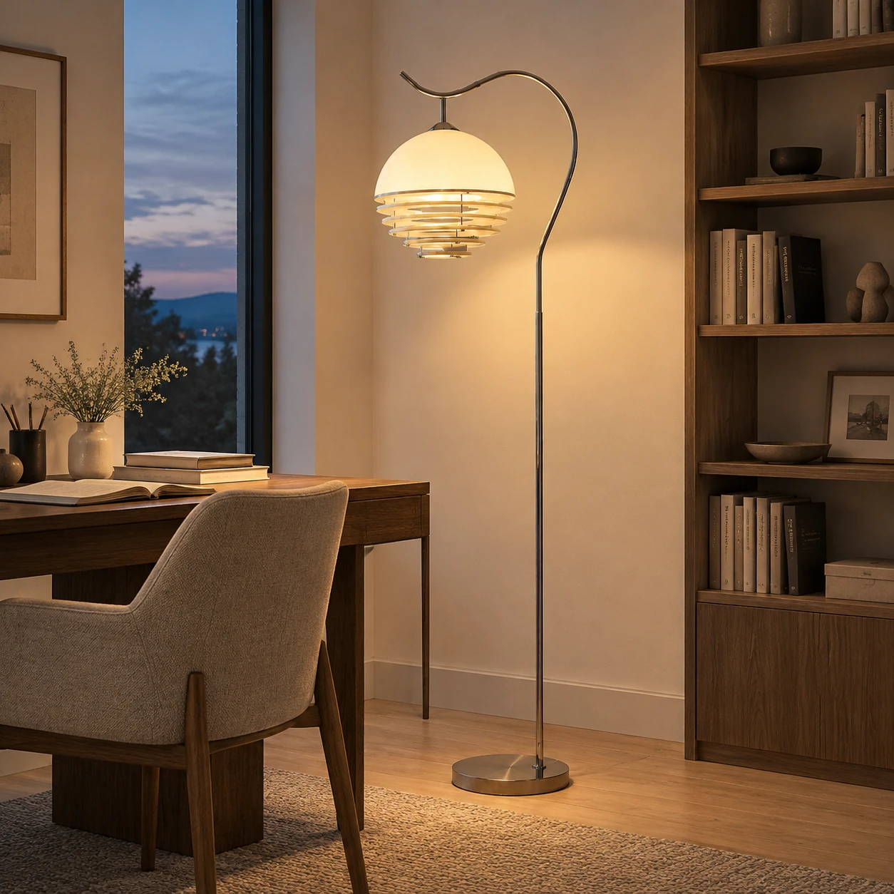 Calvero Size C floor light in a home study