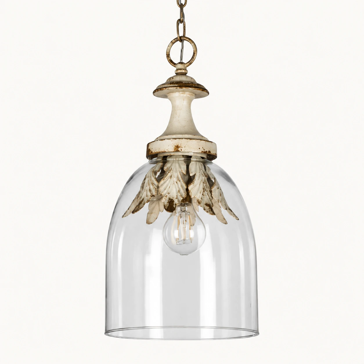 Avery Rustic Bell-Shade Iron Pendant Light — Single-light glass pendant product view