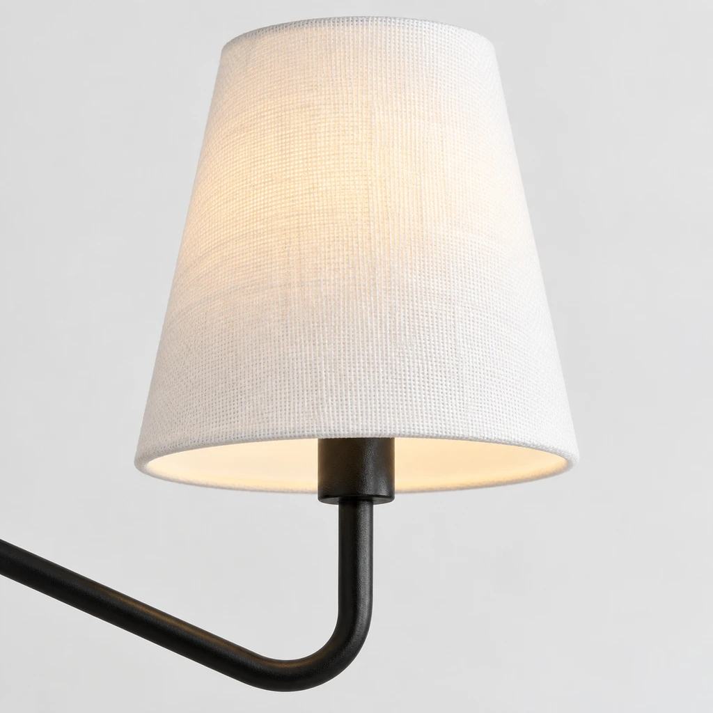 Close view of the white fabric shade texture