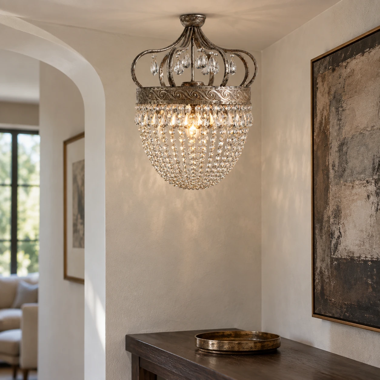 Iris Vintage Crown Iron-and-Crystal Chandelier — 02 scene entry