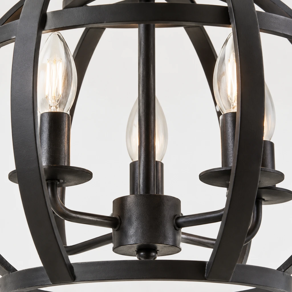 Harrow chandelier at a natural scale in a double-height foyer