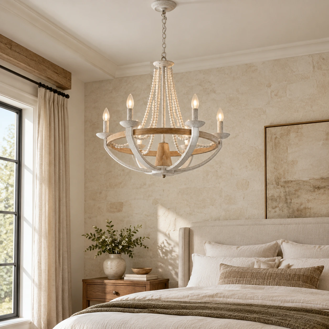 Vintage White Six-Head Chandelier scene image