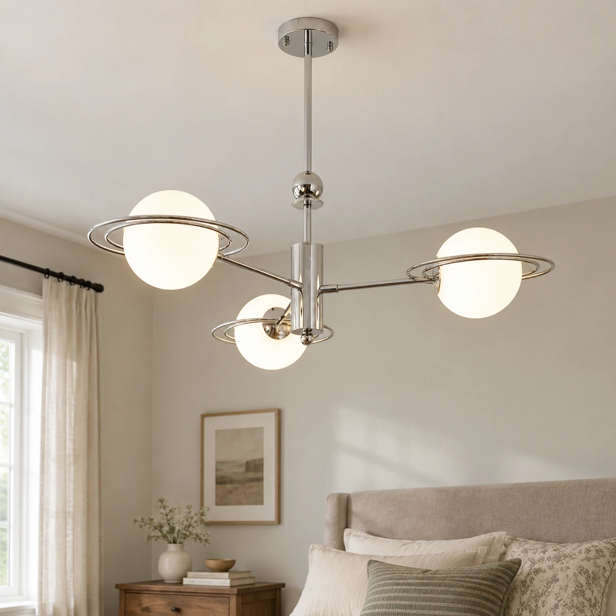 Mira 3-head pendant light in a family bedroom