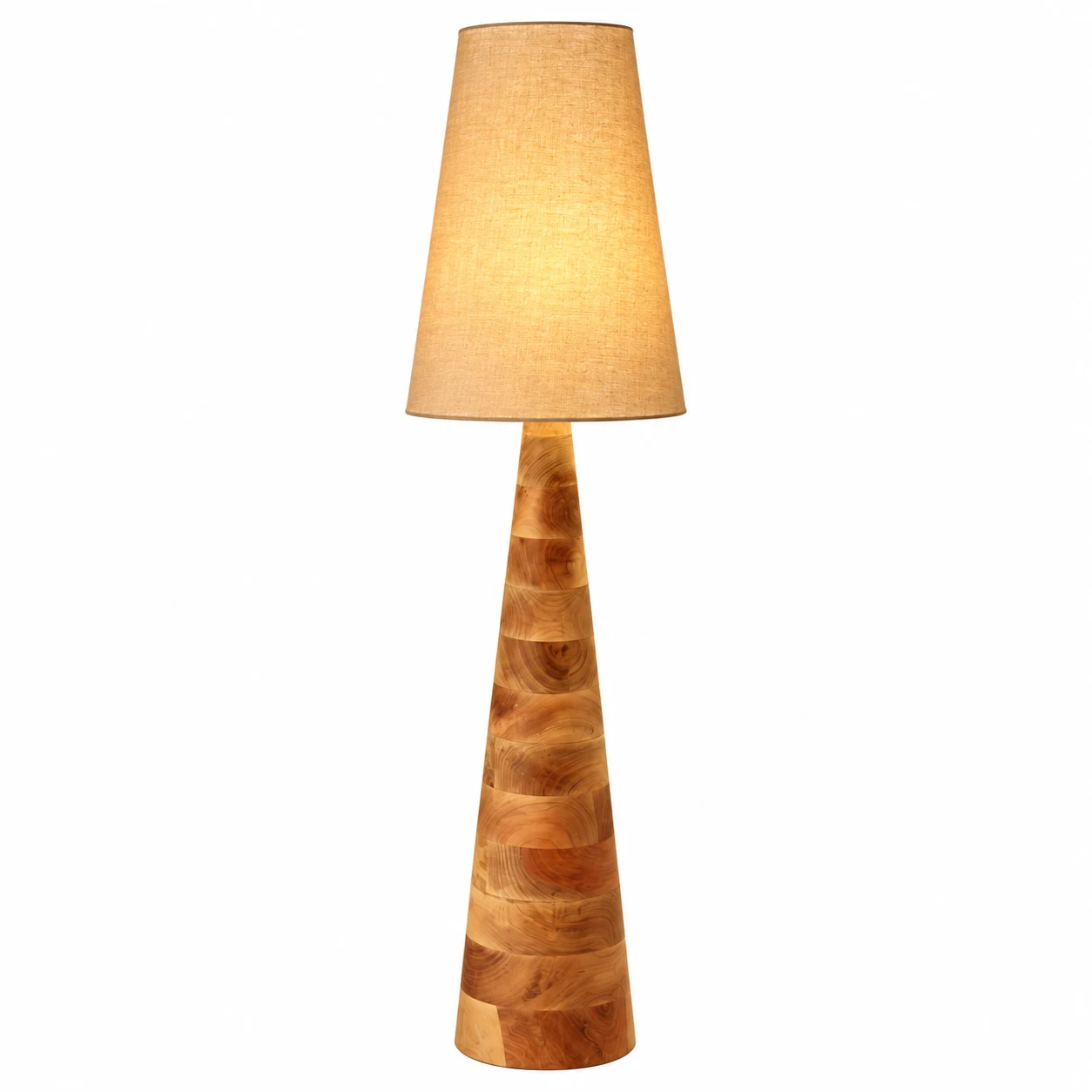 Elodie carved wood floor lamp on white