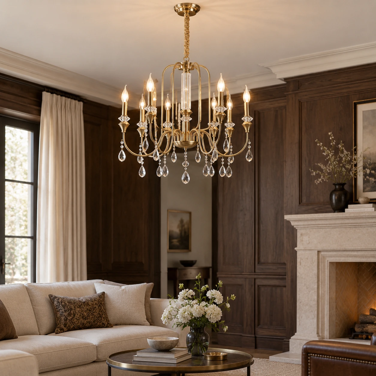Vintage crystal chandelier white8 scene