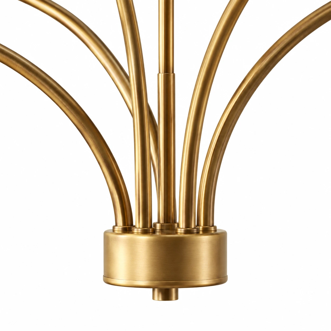 Close view of the warm brass central hub and hardware