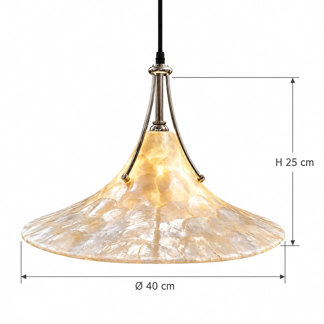 Maeve pendant dimensions: 40 cm diameter and 25 cm high