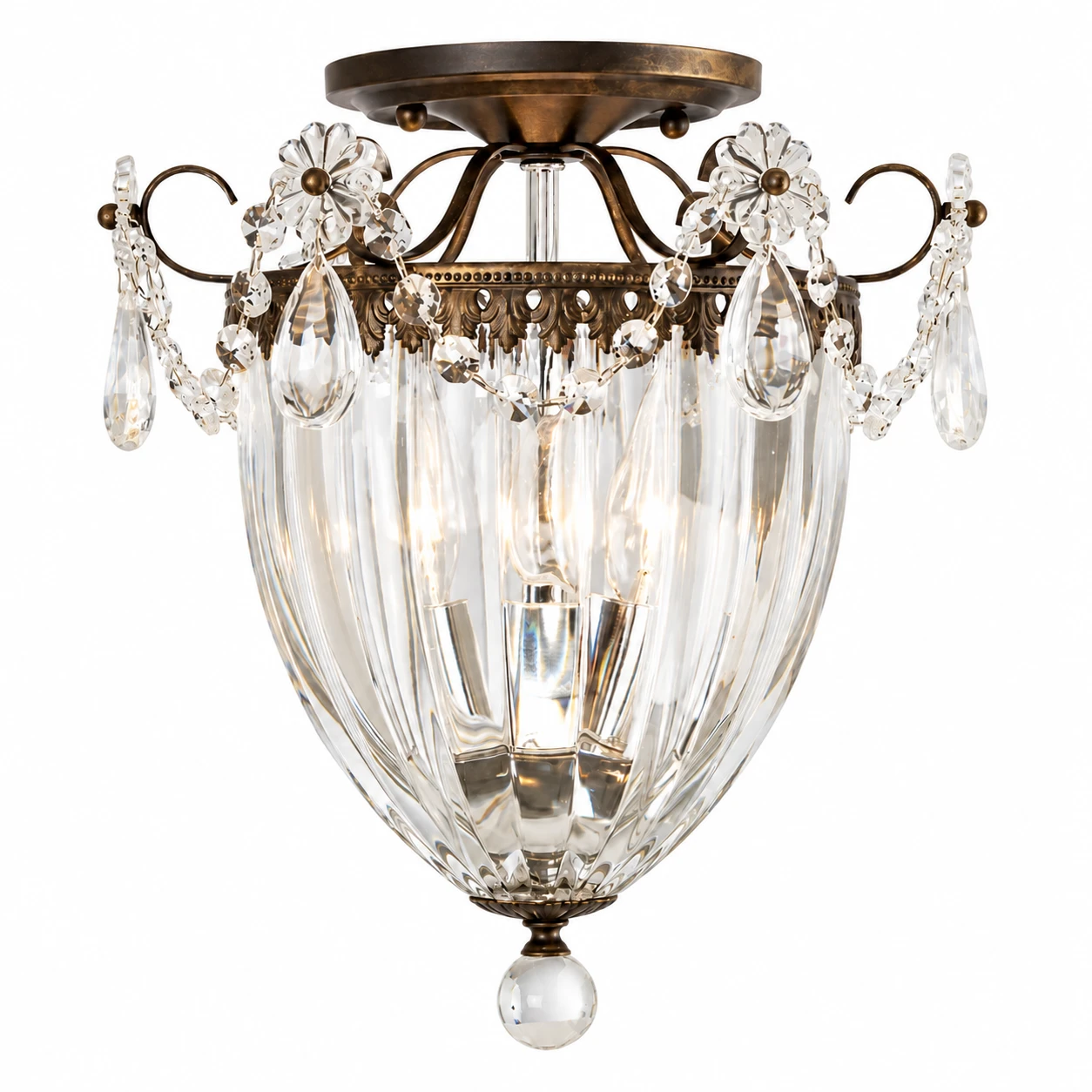 American Rustic Crystal Chandelier 27 cm W x 35 cm H