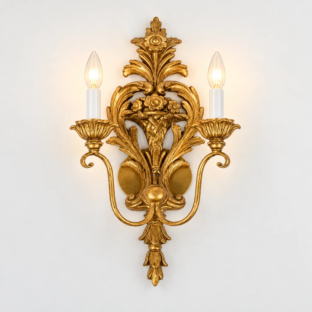 Amelie wall sconce illuminated in a studio view
