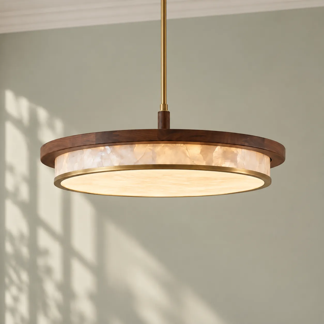 Avery Mid-Century Diffused Walnut Pendant Light image 3