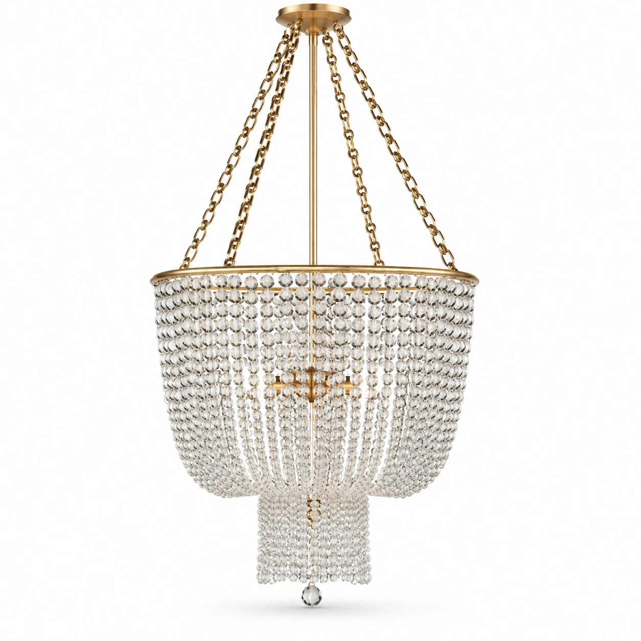 4-light clear bead chandelier in gold finish