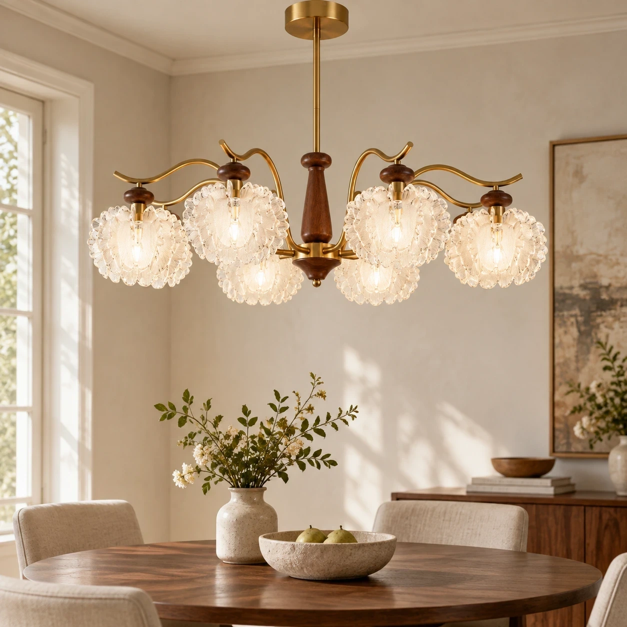 Wushlp Vintage Petal Acrylic Branch Chandelier in a bedroom