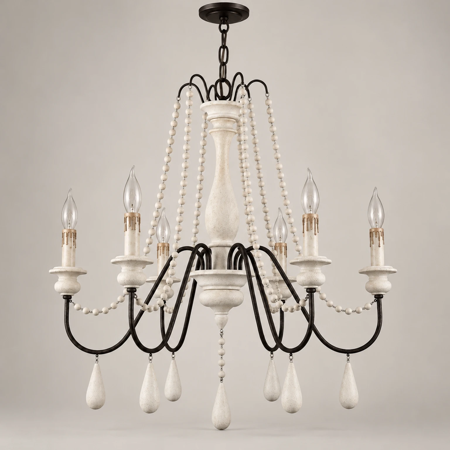 Core Hero · Vintage White 6-Light Chandelier