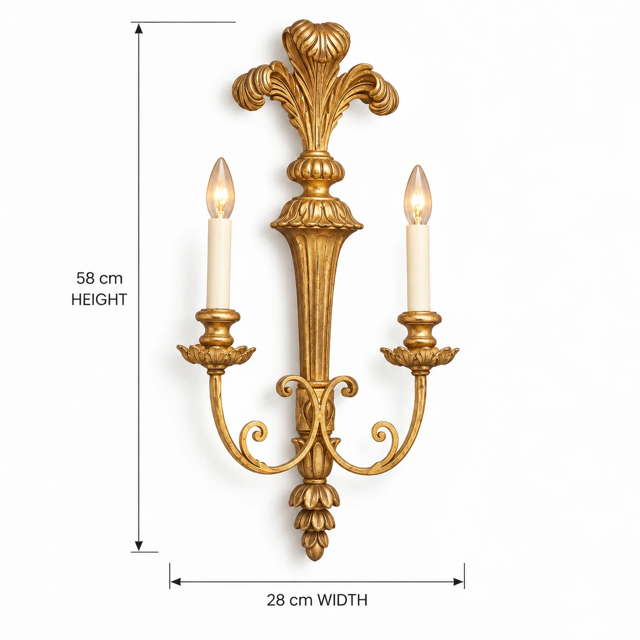 Elara Vintage Double-Candle Wood Wall Sconce — 10 dimension