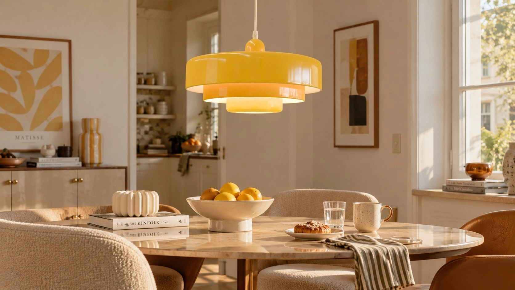 Yellow pendant lamp scene