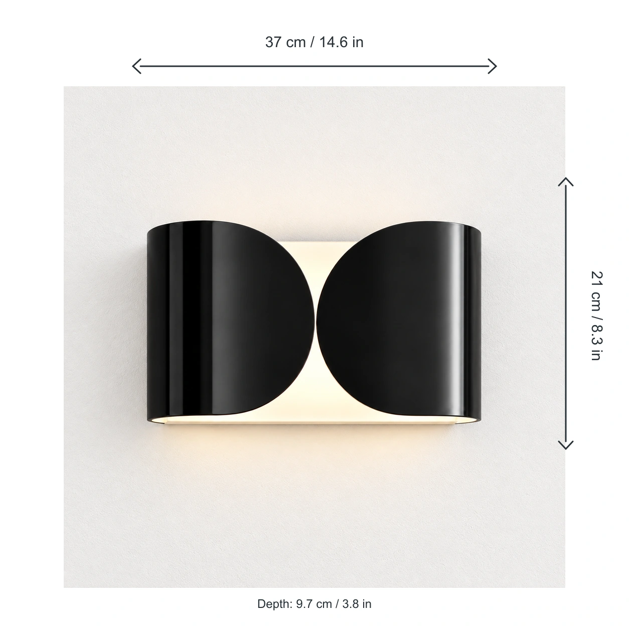 Foglio Large dimensions 37 by 21 by 9.7 centimetres on a light studio wall