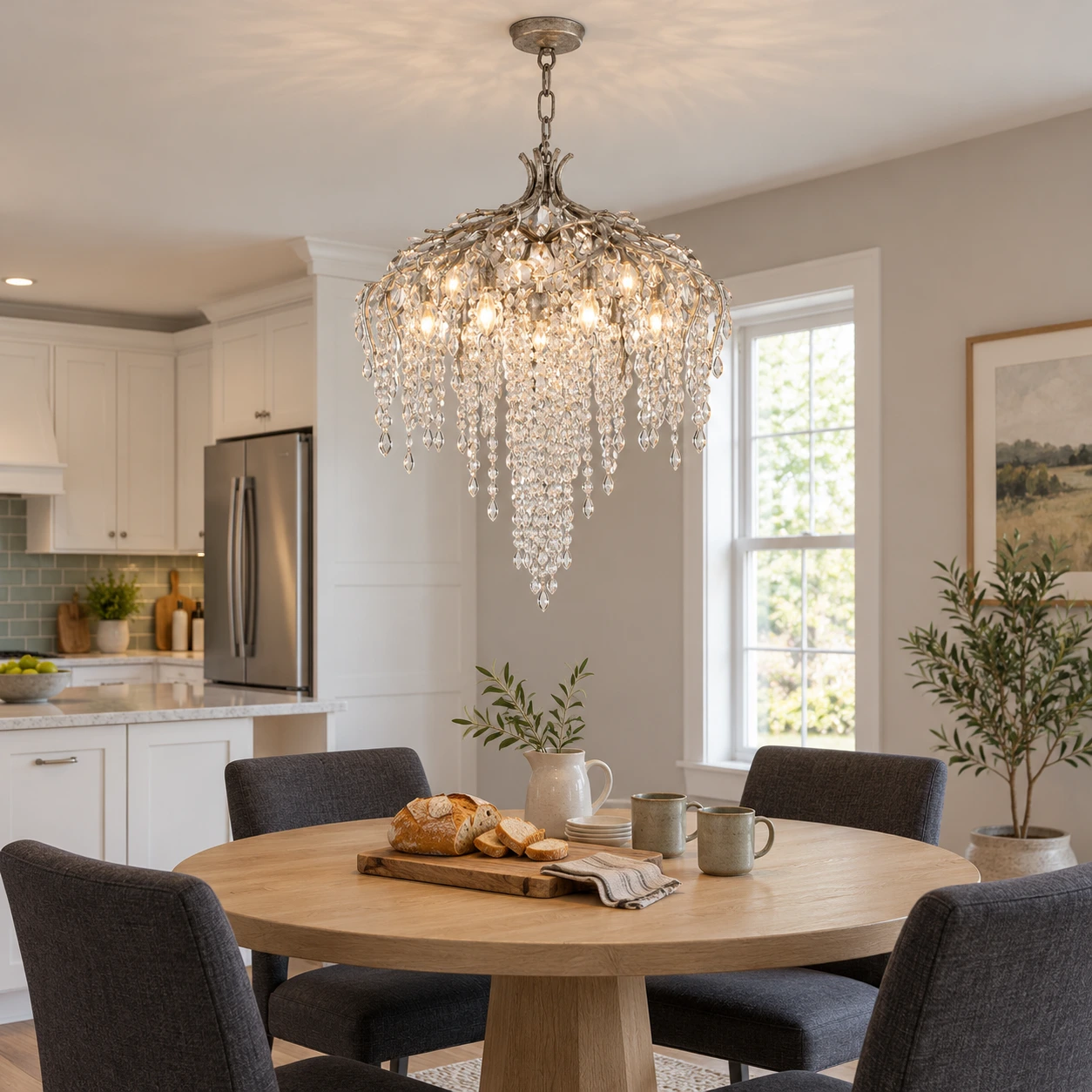 Seraphina crystal cascade chandelier in a family home, scene 2