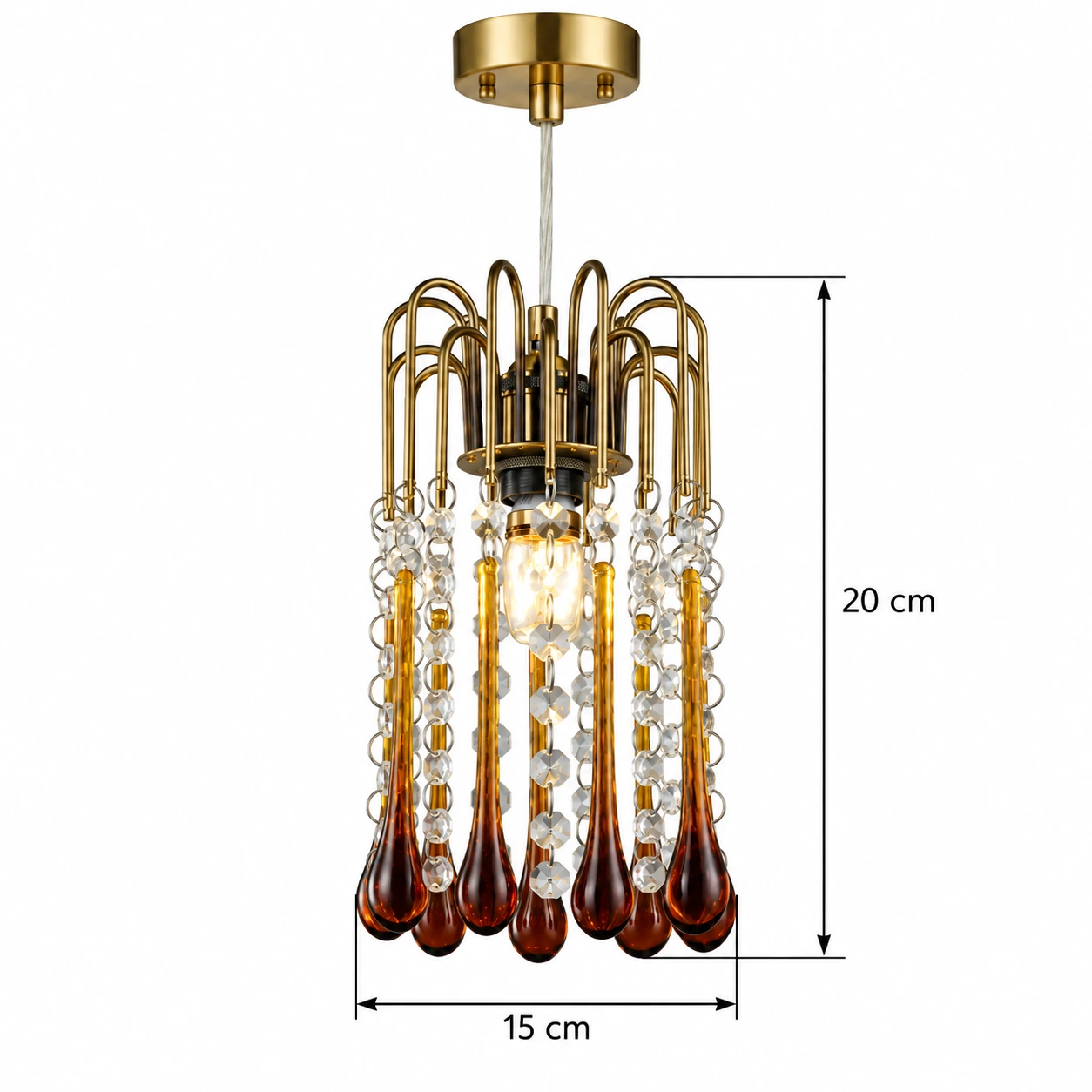 Elodie French Vintage Teardrop Glass and Metal Chandelier — dimension 15x20.webp