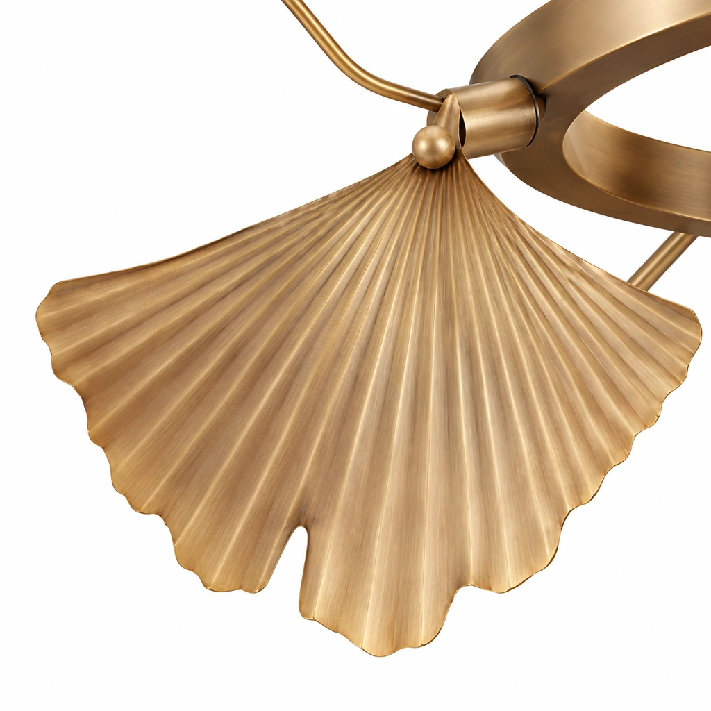 Close view of the Lina pleated ginkgo-leaf iron shade