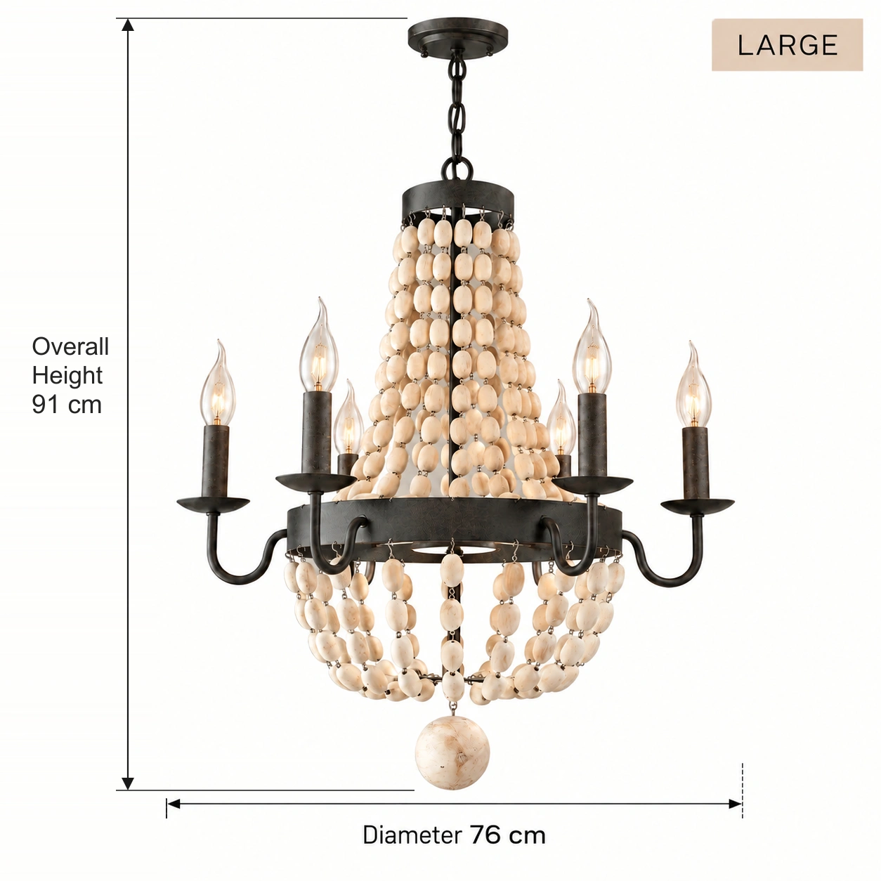 Large Hazel chandelier: diameter 76 cm and overall height 91 cm