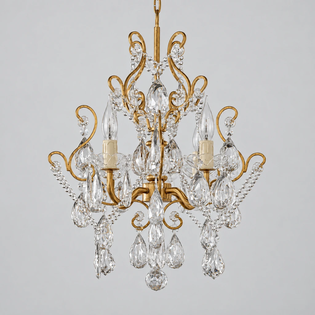Celeste European Vintage Scrollwork Iron and Crystal Chandelier product image 8