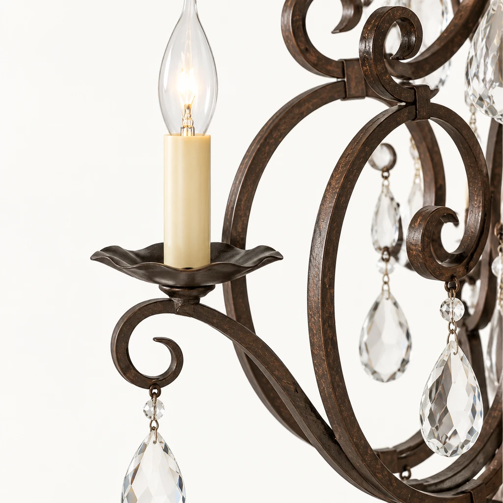 Distressed dark bronze iron candle-style socket finish
