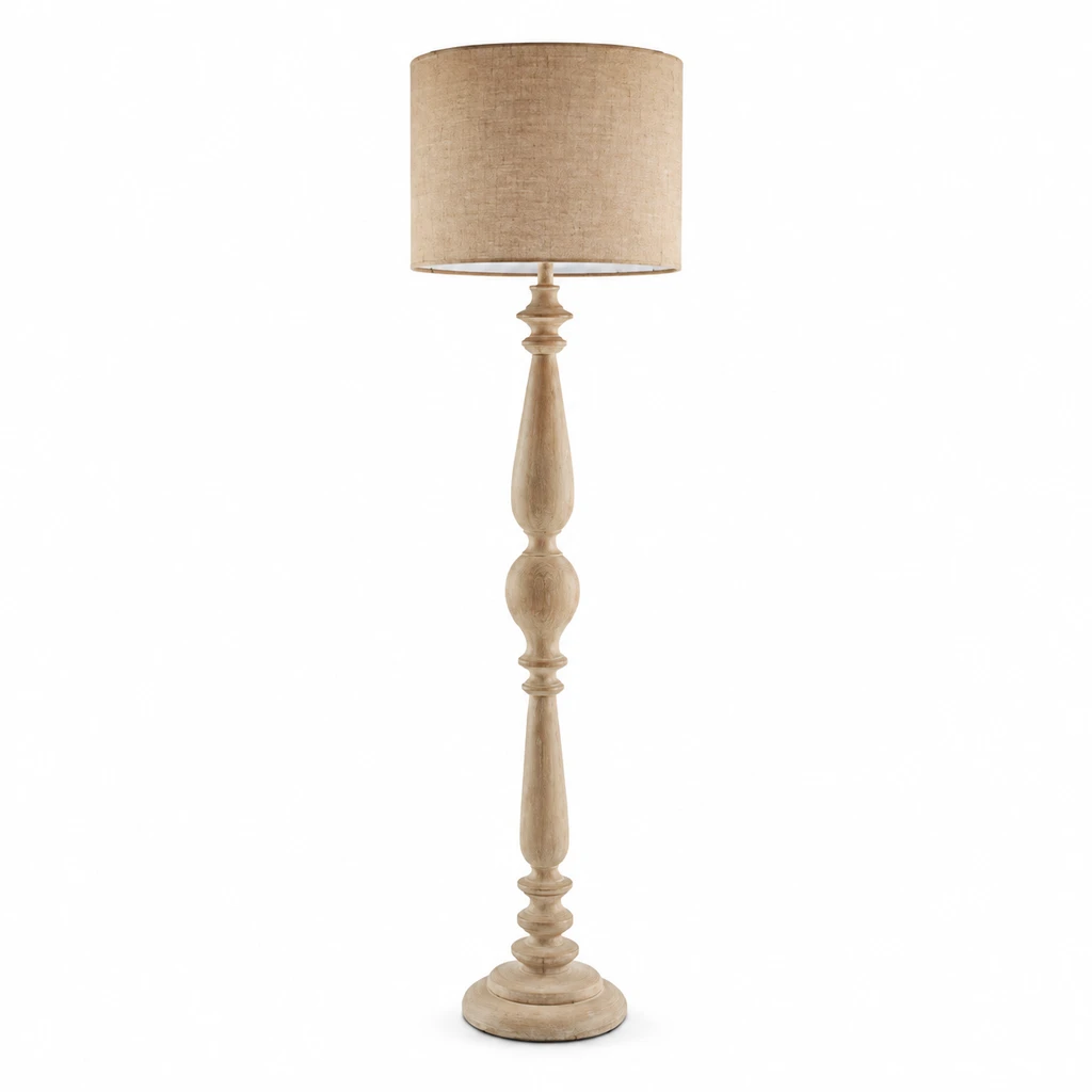Hadley wooden floor lamp on a clean white background