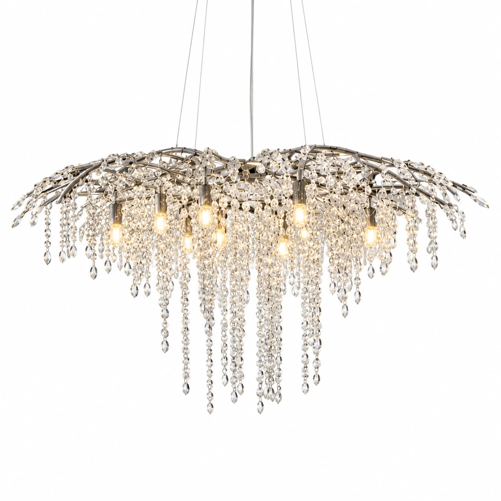 Arden polished-silver crystal branch chandelier on a white background