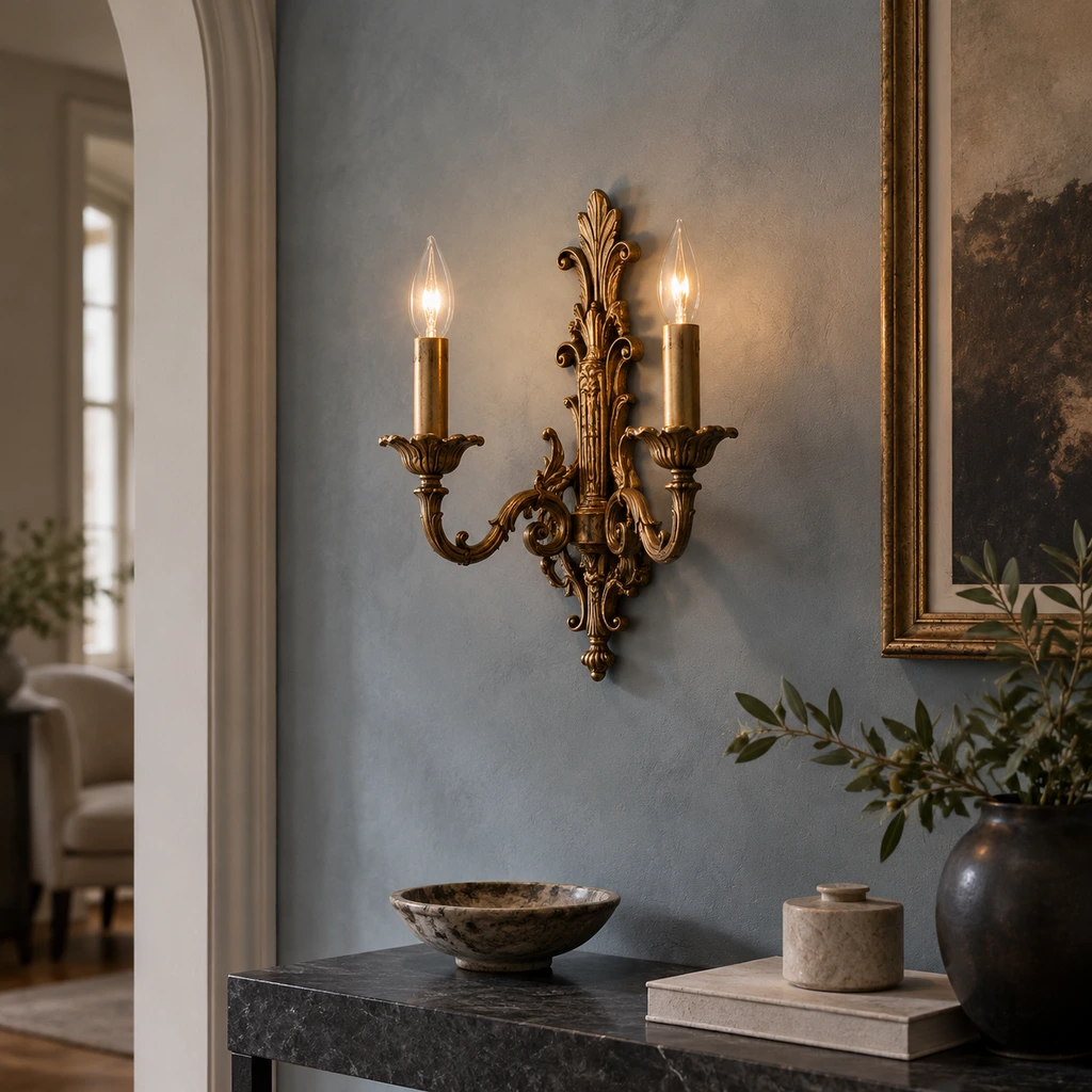 Marcellus Ornate Gold Wall Sconce repair image 11
