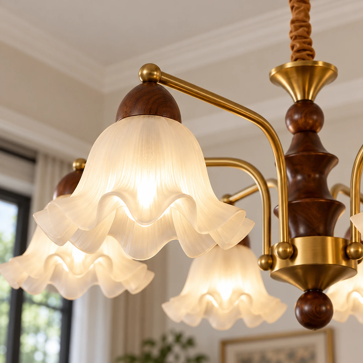 Elara Vintage Branched Walnut Wood Chandelier — and body shared detail