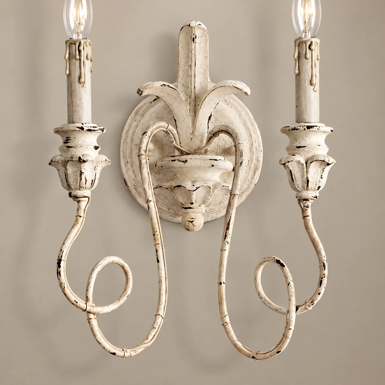 Close detail of Cassia two curled candle arms