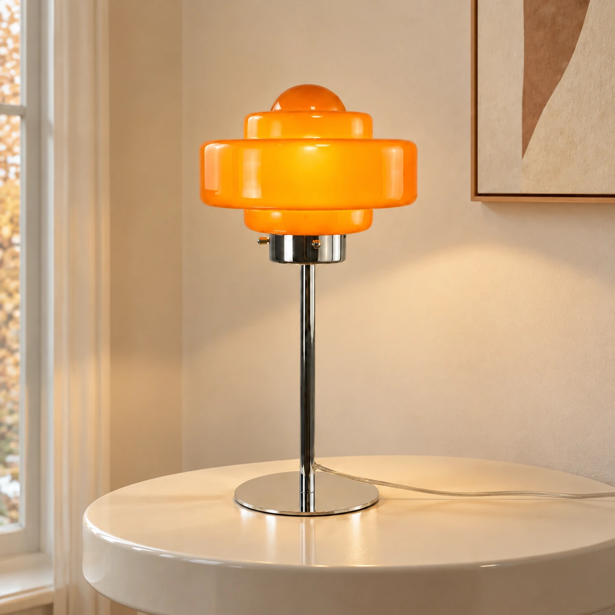 Orange glass table lamp