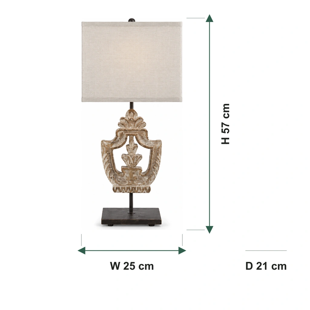 Elodie table lamp dimensions: W 25 cm, D 21 cm and H 57 cm