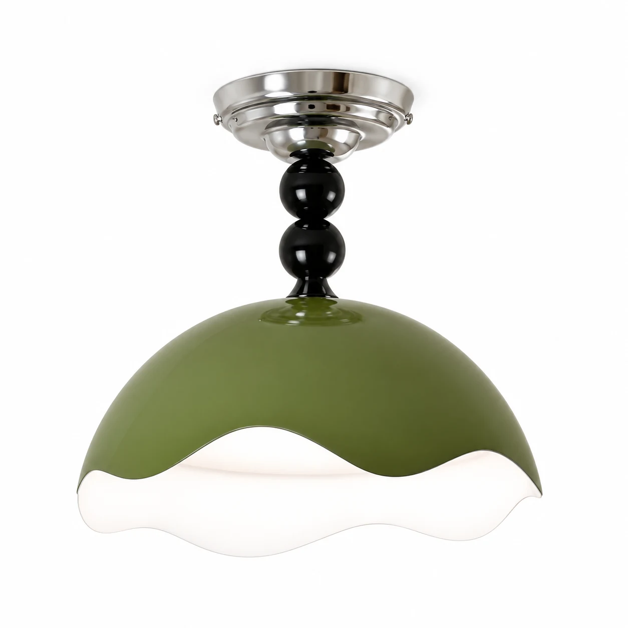 Mira Memphis Scalloped Acrylic and Metal Flush Mount Ceiling Light — identity olive 35