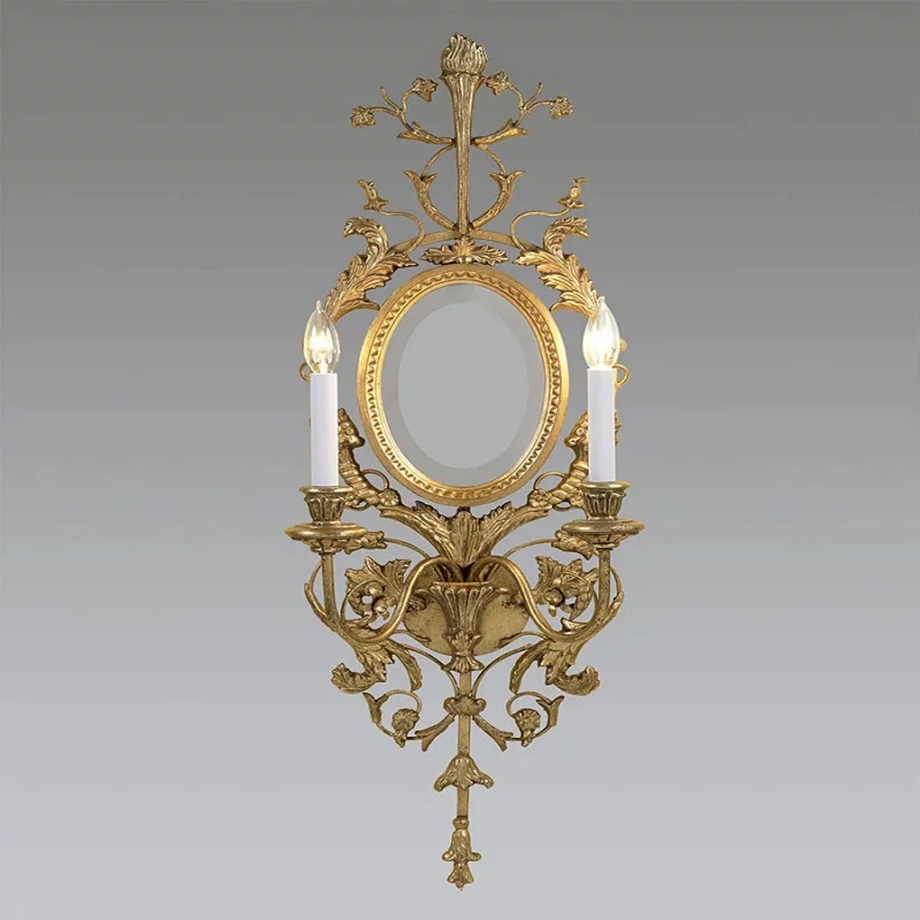 Original Taobao product image of model 0168 ornate carved wood mirror wall sconce