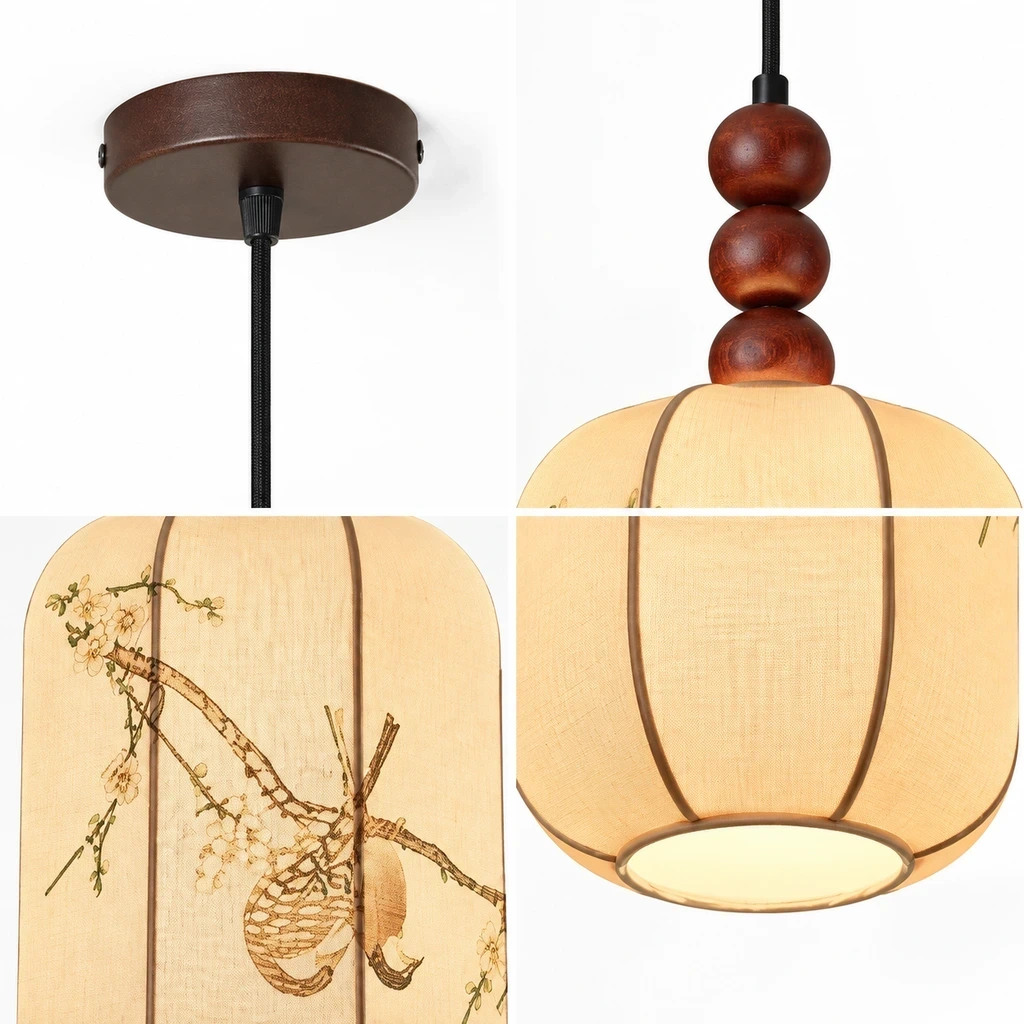 Close detail of Avery Vintage Single-Light Iron Fabric Pendant Light connection