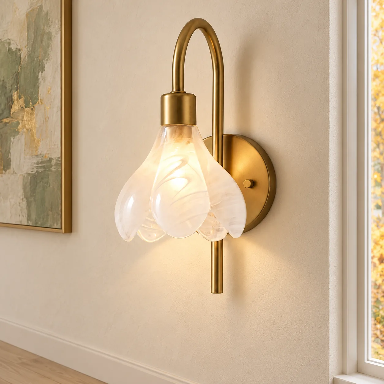 Aurelia floral glass wall sconce in an entry