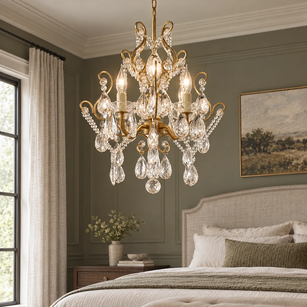 Celeste European Vintage Scrollwork Iron and Crystal Chandelier product image 4