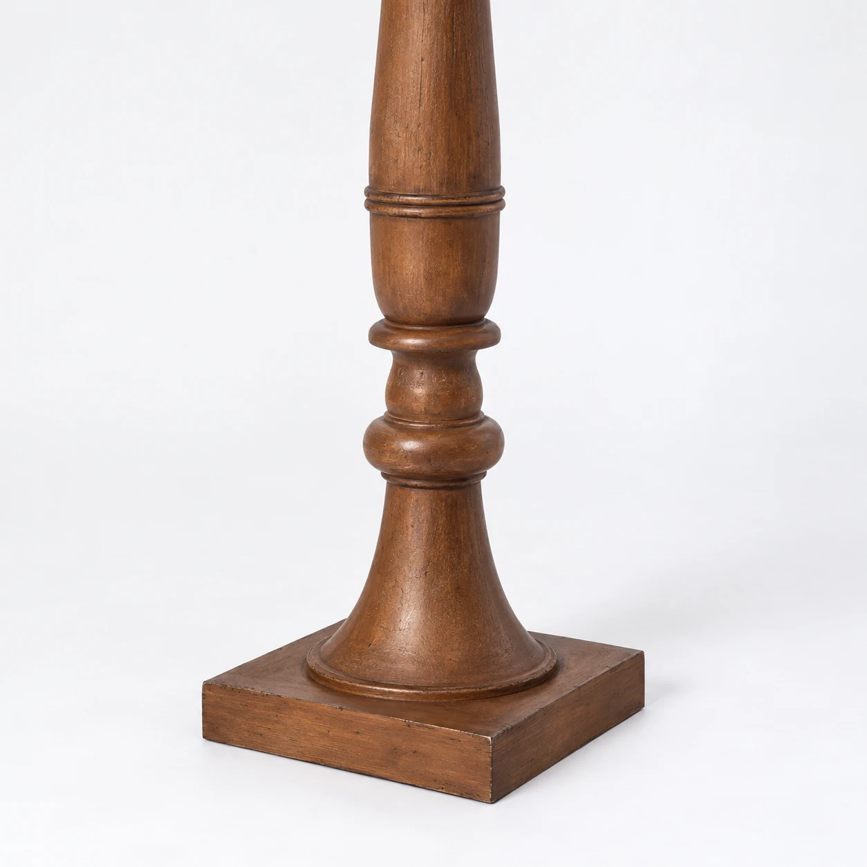 Vera Rustic Carved Wood Floor Lamp wood base detail