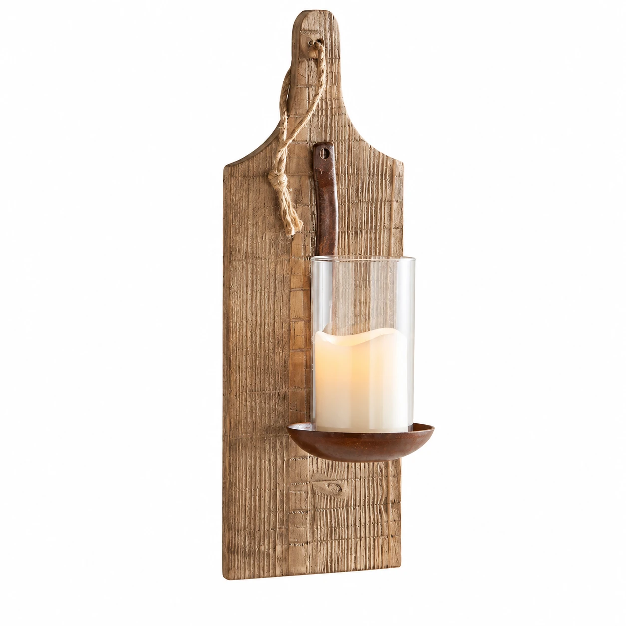 Amelia Vintage Carved Wood Wall Sconce on white background
