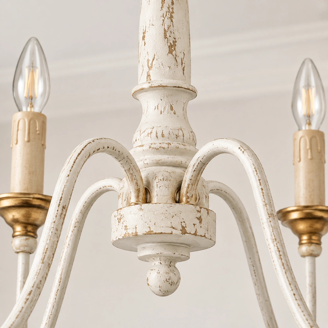 Isabelle six-arm wood and iron chandelier detail 02 arms