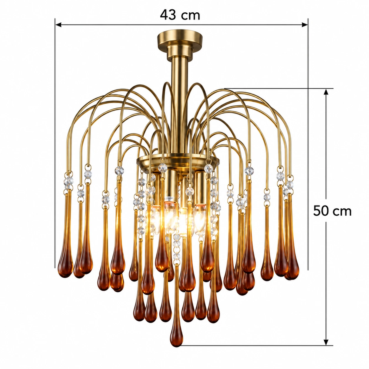 Elodie French Vintage Teardrop Glass and Metal Chandelier — dimension 43x50.webp