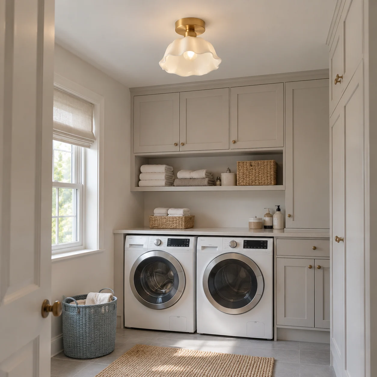 Modern Flower White Ceramic Pendant Light - gallery laundry dry
